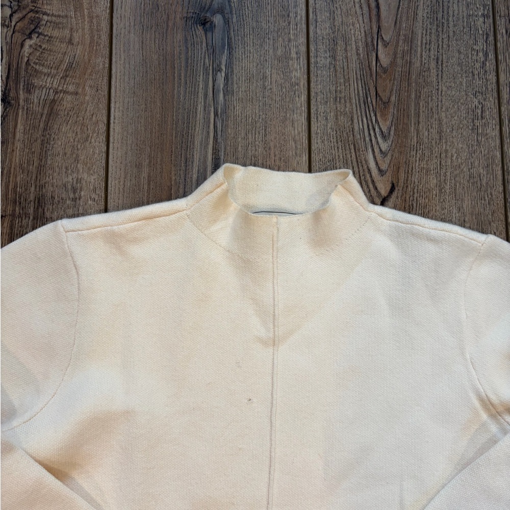 By Design Cream Mock Neck Knit Sweater | Size S | Small Flaw - Picture 3 of 9